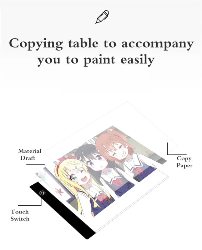 Table de photocopie LED, planche à dessin, Table de copie transmettante de la lumière pour enfants, luminosité réglable, jouets de peinture