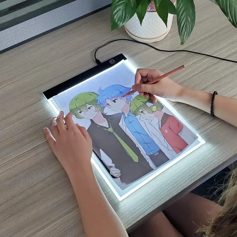 Table de photocopie LED, planche à dessin, Table de copie transmettante de la lumière pour enfants, luminosité réglable, jouets de peinture
